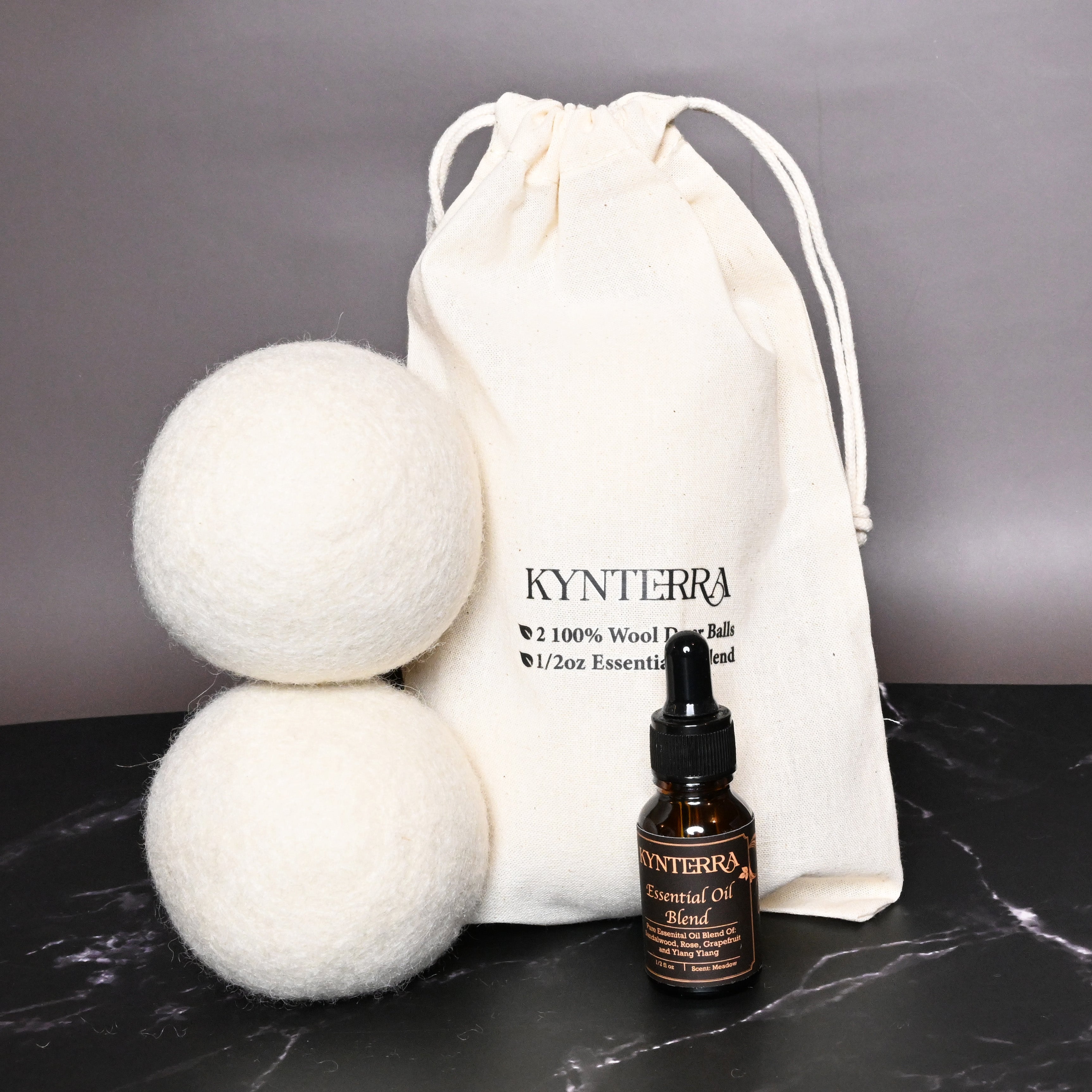 2 Wool Dryer Balls with 1/2oz Essential Oil